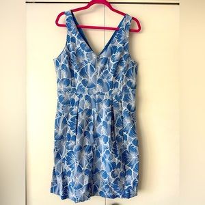 Anthropologie Moulinette Soeurs patterned blue dress, Size 14